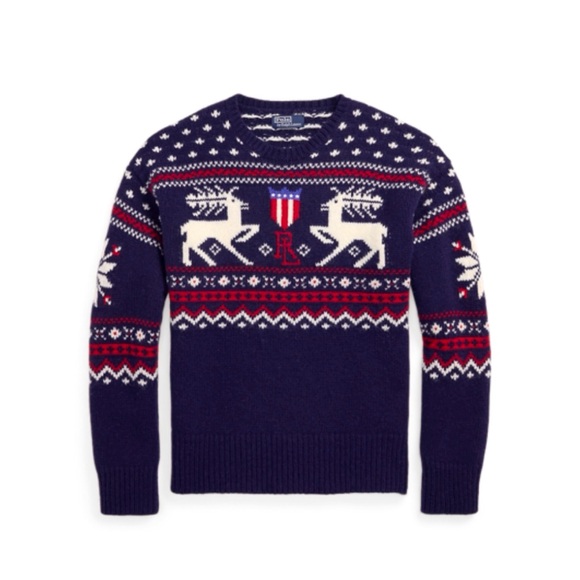 Polo Ralph‎ Lauren Reindeer Wool & Cotton Knit Pullover Sweater Small